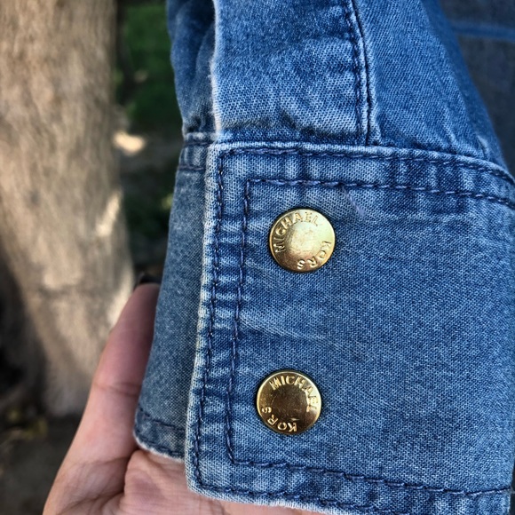 Michael Kors Denim Button Up Top - Picture 4 of 6